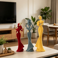 Redeco - Jarra de Agua Vintage con Figura de Dama Africana en Resina, Adorno Floral Dorado de Terciopelo, Decoración para el Hogar, Regalo, Logotipo Personalizado al por Mayor