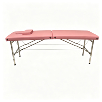 Table de massage pliante stable à 2 sections avec pieds en acier inoxydable, réglable pour salon