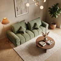 Ensemble de salon modulaire pour petit appartement, canapé moderne en velours français vert foncé pour hôtels, villas, appartements