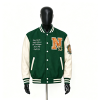 Veste universitaire personnalisée OEM ODM pour hommes, avec broderie chenille, patch en cuir et mélange de laine, style baseball
