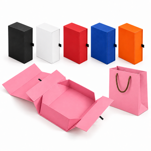 Custom Luxury Foldable Rigid Gift <b>Box</b> <b>Collection</b> Flat Pack Save Shipping Cost Custom Color Logo Magnetic Ribbon Handle Paper Bag - Product Image 6