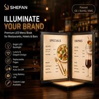 Pas de MOQ, menu LED personnalisable en cuir PU rechargeable pour KTV, boîte de nuit, restaurant, triple format A4 A5