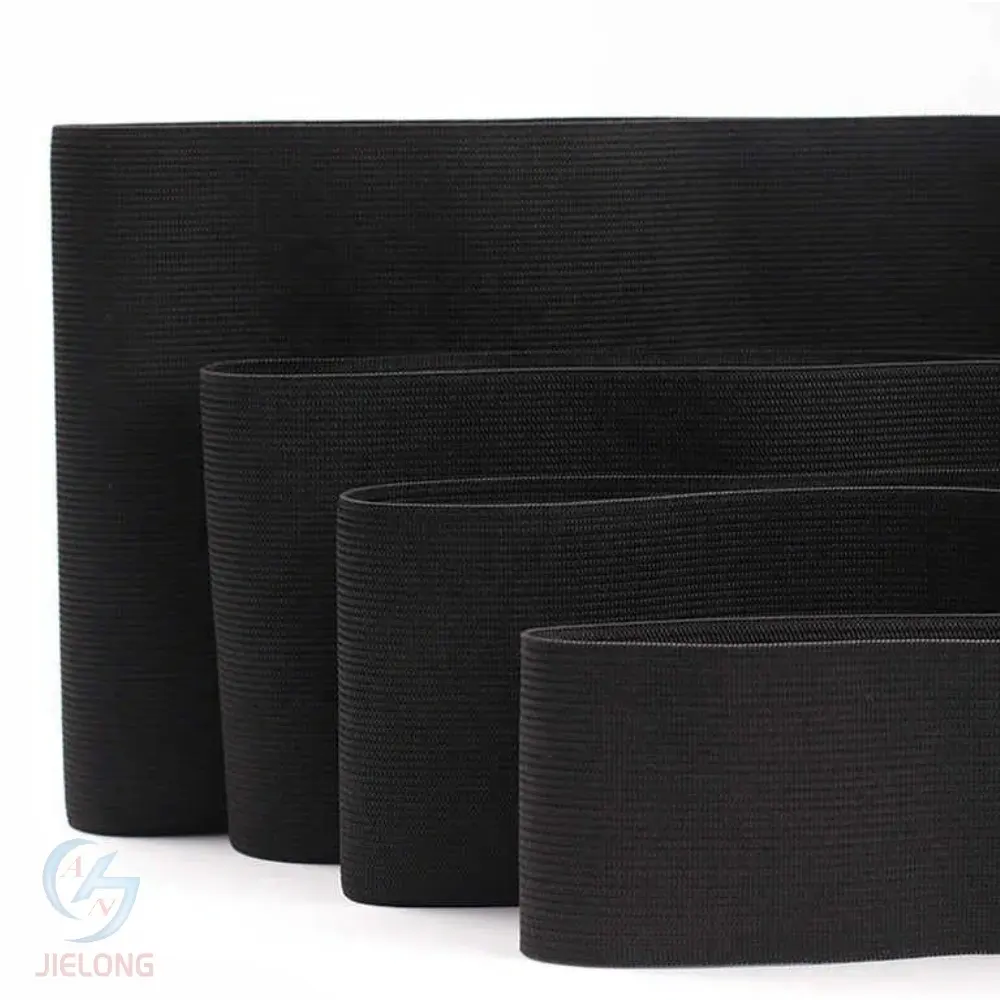 Dikiş için 200mm örgü elastik bant siyah ağır streç yüksek elastikiyet düz dokuma 8 inç geniş örgülü 20cm pürüzsüz elastik bant