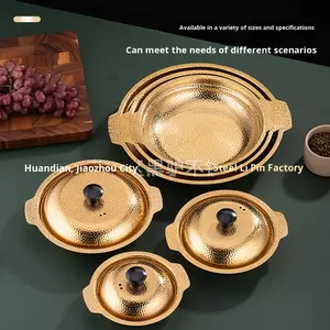 Marmite à motif flocon de neige, marmite à fond plat en acier inoxydable commercial pour shabu-shabu, marmite à fond <span class=keywords><strong>sec</strong></span> pour ragoût de <span class=keywords><strong>poulet</strong></span> braisé - Product Image 3