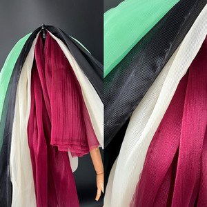<span class=keywords><strong>ผ้า</strong></span>ออร์แกนซ่าโพลีเอสเตอร์ 100% จาก Issey Miyake ดีไซเนอร์ น้ำหนักเบา เนื้อผ้าจับจีบแบบมีเท็กซ์เจอร์  ถักแบบเส้นด้ายกว้าง  น้ำหนัก 120 กรัมต่อตารางเมตร - Product Image 2