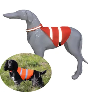 荧光橙色反光狗背心高能见度宠物安全外套经典风格可持续聚酯春夏