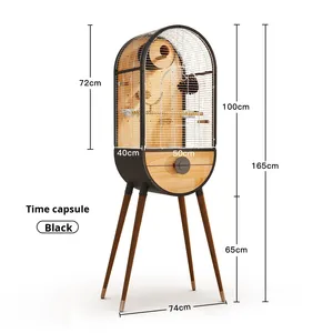 高級大型オウム用鳥かごハウス　無垢材＆ステンレス製　取り外し可能なヴィラ型繁殖箱 - Product Image 2