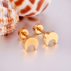 Pendientes de Acero Inoxidable con Diseño de Luna, Estilo Moderno y Lindo, Precio al por Mayor, Pendientes de Rosca para Mujer - Product Image 3