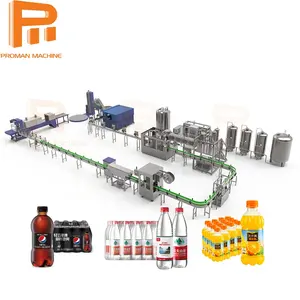 Línea de producción de embotellado de jugo de fruta fresca, refresco de agua alcalina potable automática, máquina de llenado de agua mineral