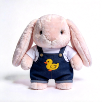 Adorable Peluche Lapin en Tissu Brodé avec Motif Canard, Douce et Moelleuse, Mignonne Poupée Lapin en Peluche avec Tenue de Canard Amovible