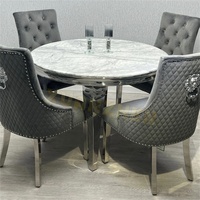 Meubles de salle à manger Xuanzhen, ensemble de table à manger moderne en or, ensemble de table à manger de luxe, 4 chaises, table à manger ronde en marbre noir