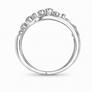 18K White Gold Diamond Pave & Scattered Stone <b>Cross</b> Over <b>Ring</b> Modern Statement Jewelry For Women - Product Image 3