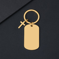 Anpassbarer Blanko Edelstahl-Schlüsselanhänger Spiegelfinish Etikettenformen Kreuz Lasergravierbar UV-Druck Werbeartikel Souvenir Geschenk