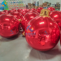 Ballons Métalliques PVC Double Couche Géants Rouges Brillants Gonflables Effet Miroir Imperméables pour Décoration Extérieure de Jardin - Grande Vente