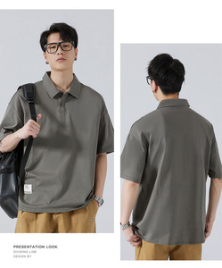 100% algodón peso pesado de lujo de gran tamaño hombro caído logotipo personalizado diseño boxy Polo en blanco camiseta para hombres - Product Image 5