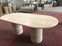 Table basse ronde en pierre de marbre naturel OEM, Matte, Beige, turquoise, avec cylindre
