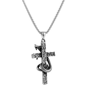 Yunnique – collier avec pendentif croix Cobra en acier inoxydable pour hommes, bijoux de mode de Style Punk rétro - Product Image 5