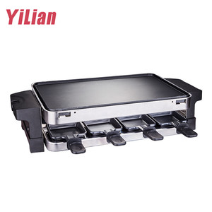 Brasileño casa <span class=keywords><strong>asador</strong></span> vertical eléctrica barbacoa kebab raclette parrilla con la mitad de la piedra de la mitad no sartén antiadherente - Product Image 5