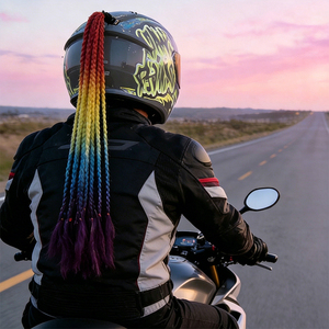 Trenzas de Cola de Caballo con Degradado para Casco, Decoración Universal para Casco de Motocicleta para Motociclistas - Product Image 3