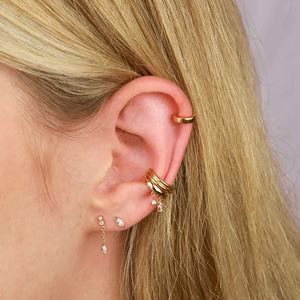 Haute qualité délicate en gros minimaliste Look 925 argent oreille pile chaîne goujon CZ charme cheval oeil goutte longues boucles d'oreilles - Product Image 4