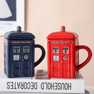 Regalos Empresariales, Taza de Café de Cerámica de Estilo Británico Retro, Taza con Forma de Cabina Telefónica con Tapa - Product Image 4