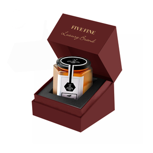 Sang Trọng Handmade Các Tông Màu Đỏ Cứng Nhắc Hộp Mật Ong Jar Bao Bì Thực Phẩm Màu Xanh Lá Cây Ong Mật Hộp Quà Tặng Với Vật Liệu Tái Chế - Product Image 4