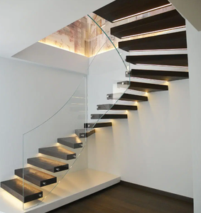 Prima Hạt gỗ màu tùy chỉnh kính thiết kế hộp bước sơn kết thúc tùy chỉnh kích thước nổi cầu thang - Product Image 6