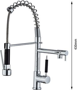 Robinet de cuisine moderne en alliage de zinc brossé, à chauffage instantané électrique, avec douchette extractible, à poser sur comptoir, pour usage hôtelier - Product Image 2