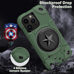 Soft Silicone Phone Case with 360 Rotation RingHolder Kickstand Shockproof Anti-Scratch Back Cover for <b>iPhone</b> 17 16 15 Pro Max - Product Image 2