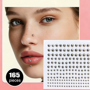 Autocollants de tatouage ronds écologiques Tazweeq pour le <span class=keywords><strong>visage</strong></span>, les lèvres, le nez, les sourcils et le nombril - Maquillage punk Y2K sans perçage, unisexe - Product Image 2