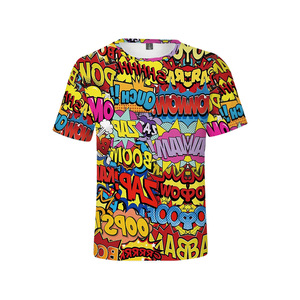 T-shirt à manches courtes pour homme, imprimé graffiti urbain 3D, coupe classique, respirant, en polyester tricoté, tendance estivale - Product Image 2