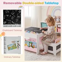 Ensemble table et chaises 4 en 1 pour enfants avec tableau noir, rangement pour livres, tiroir, bureau d'activités pour tout-petits, pour chambre et salle de jeux