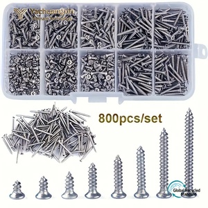 Outils de quincaillerie, vis à bois en acier inoxydable, ensemble de 800 pièces, tête ronde zinguée, tailles assorties pour la menuiserie - Product Image 3