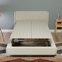 Mayton Queen Grey 0.75 pouces, lattes de lit en bois de pin moderne à 9 plis, panneau de lit pour salon, couverture de panneau de lit, pièce de mobilier verticale