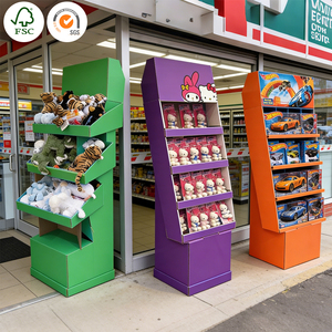Özel Tasarımlı Döner Portatif Modern Oluklu Mukavva Sergi Standı, Karton Sergi Rafı Perakende Promosyon Rafı - Product Image 3