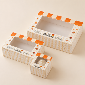 Custom Printed Paper <b>Box</b> Packaging with <b>Clear</b> Window Scalloped Lid Dessert Gift <b>Box</b> for <b>Cake</b> Candy Chocolate Cookies Wholesale - Product Image 3