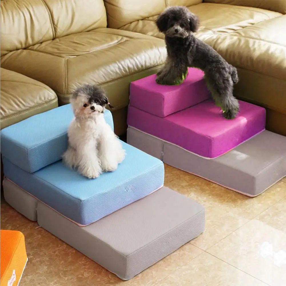 Escalera de espuma antideslizante para perros y gatos, herramienta portátil resistente para dormir, 2 escalones