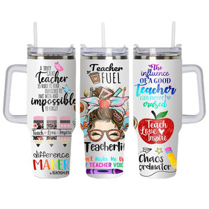 Presents for Teacher <b>Large</b> Capacity 40oz Stainless Steel Tumbler Handle Straw Cup Car Travel Coffee Mug Teacher's Day <b>Gifts</b> - Product Image 1