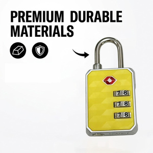 Cadenas à combinaison en alliage de zinc jaune vif texturé, approuvé <span class=keywords><strong>TSA007</strong></span>, à 3 chiffres, pour dédouanement - Product Image 4