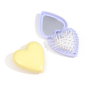 Peigne de massage pliable en forme de cœur 2026 avec miroir, portable, pour masser le cuir chevelu, mignon et féminin, un cadeau parfait pour les étudiants - Product Image 6