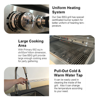 Cocina Modular para Exteriores con Parrilla de Gas de 6+1 Quemadores, 72000 BTU, con Parrilla de Carbón, Enfriador de Vino, Acero Inoxidable 304 para Jardín