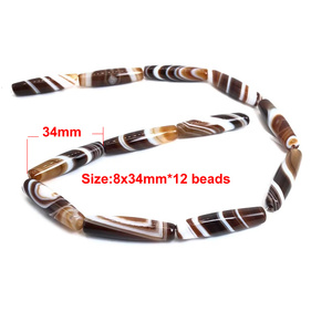 Jewelry Mala Focal <strong>Beads</strong> Natural Brown Red Purple <strong>Black</strong> Banded Striped Agate Barrel Oval Rice Barrel Drum <strong>Beads</strong> 10x30mm - Product Image 3