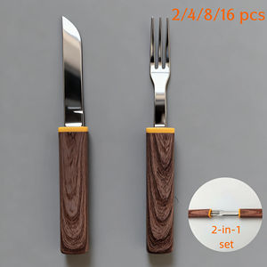 Ensemble de couverts de luxe en bois pour mariage, couteaux de cuisine et accessoires, fourchettes et couteaux en acier inoxydable, ensemble de couverts vintage - Product Image 2