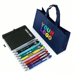 Stylo bille publicitaire en métal 2-en-1 tactile personnalisé pour écoles de commerce avec logo imprimé sur mesure - Product Image 1