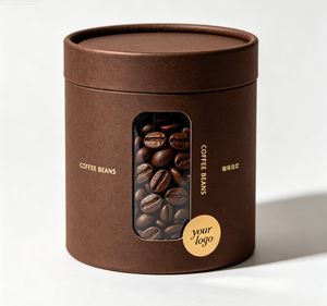 Custom Coffee Beans Paper Tube Packaging with <b>Window</b> Gold <b>Foil</b> Logo Recyclable Craft Paper Box for Beverage - Product Image 4