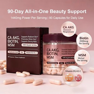 Cápsulas de Biotina con <span class=keywords><strong>CA</strong></span> AKG MSM, Ácido Hialurónico, Zinc, Vitaminas <span class=keywords><strong>D3</strong></span>, <span class=keywords><strong>K2</strong></span> y C, 90 Unidades, Suplemento Dietético de Belleza - Product Image 3