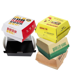 Caja para llevar hamburguesa brillante/Latte Matt laminado en relieve y lámina dorada impresa para alimentos-Juego de cajas para hamburguesas - Product Image 6