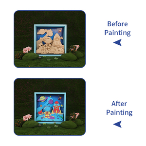 Wayee 3D Wooden Drawing Toys Set <strong>Space</strong> Painting Craft Kit Paint-Your-Own Astronaut and Rocket <strong>Puzzle</strong> for Kids 20x19x4.5cm - Product Image 3