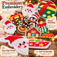 Lot de patchs de Noël en gros : Père Noël, Bonhomme de neige, Pingouin – Appliques thermocollantes ou à coudre pour sacs, décorations DIY, broderies
