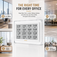 Horloge mondiale numérique Kylendar 7,5 pouces en acrylique premium avec écran E-Paper, Wi-Fi, 16 fuseaux horaires et calendrier pour bureau de direction
